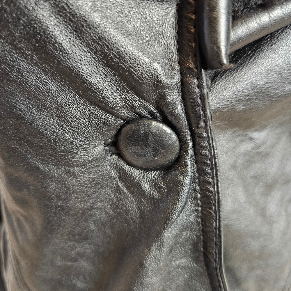 MGR Womens VTG‎ 90s Leather Jacket Coat Faux Fur Collar Medium Mob Wife Grunge - Picture 15 of 16